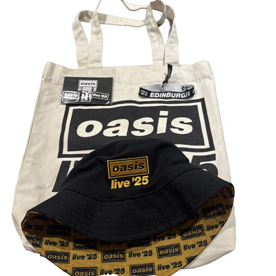Oasis Live 25 Edinburgh Complete VIP Merch set Tote Bucket Badges Wristband