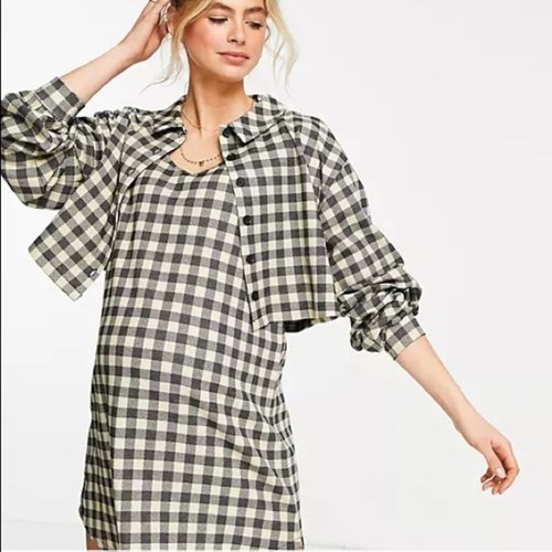 ASOS Checkered Maternity 2-In-1 Cardigan Dress - Foto 1 di 7