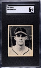 Stan Musial 1948 Bowman #36 Rookie Baseball Card. SGC 5. Excellent