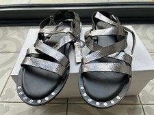 NEW John Lewis AND/OR Leather Sandals UK 6 Silver LARS Strappy Gladiator Studded