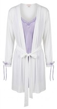 Victoria's Secret Bridal Robe Slip Set M White Purple Lace Wedding Vintage Y2K