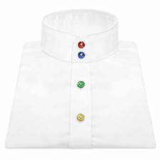 Men's White Shirt Grooms Outfit High Band China Mandarin Collar Colorful Buttons