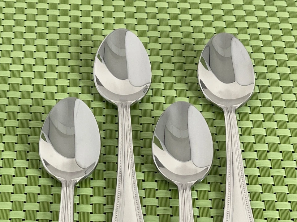 Temp-Tations OLD WORLD BEAD Stainless 4 Iced Tea Spoons Round Tip - 7 7/8" - Image 2 of 4