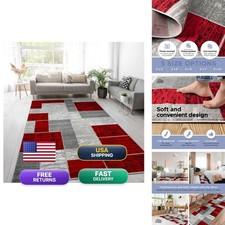 L'Baiet Verena Geometric Area Rug Red Grey 8' x 10'
