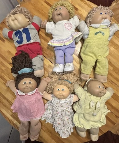 Lot of 6 Cabbage Patch Kids Dolls 1980s Need TLC Boys/Girls Vintage w/ Clothing