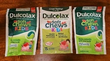 3x Dulcolax Soft Chews Kids 15 Soft Chews Each Watermelon EXP 8-25,8-26,8-26