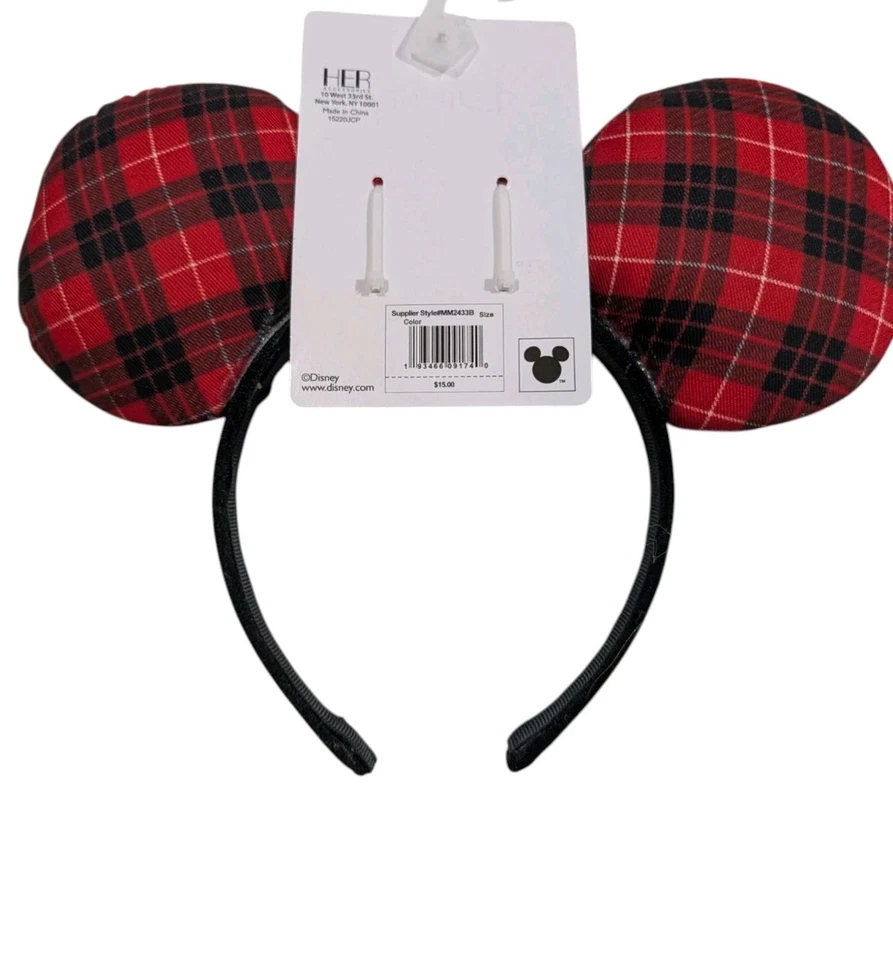 HER Disney Minnie Mouse Diadema a Cuadros Orejas Niños Talla 3+ Accesorios para el Cabello Nuevo con Etiquetas Foto 2 de 2