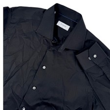 Eton Slim Fit Black Dress Shirt Men Size 42 16.5 Collar Long Sleeve Cotton