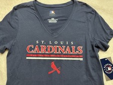 St Louis Cardinals Top Womens Medium Blue MLB Genuine Merchandise V-Neck Shirt
