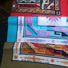 3 Vtg Southwest Aztec Bandana Handkerchief USA Lot Springs 14193 Red Teal Brown