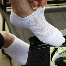5/10Pairs Men Bamboo No Show Socks Low Cut Sport Casual Sport Solid Nonslip Mesh