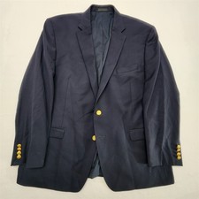 Lauren Ralph Lauren 46R Navy 100 Wool Polo Gold Button Mens Blazer Jacket