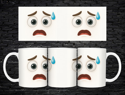 Lustige Tasse mit besorgtem Gesicht 11 Unzen Neuheit Cartoon Schweiß Ausdruck Kaffee Tee Tasse