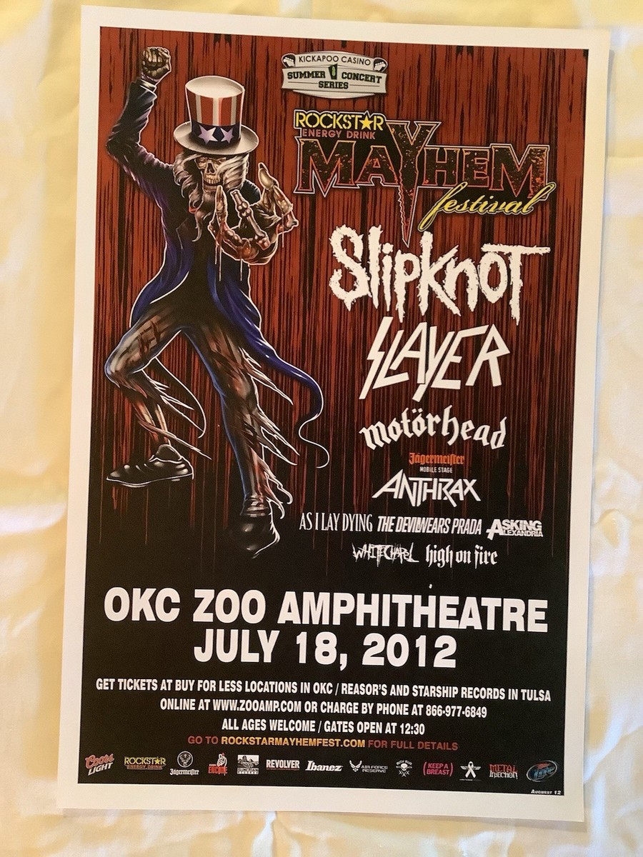 MAYHEM FESTIVAL 2012 POSTER OKC Zoo Amp SLIPKNOT / SLAYER
