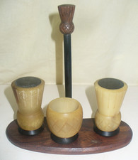 Vintage Antique 1920s Highland Cow Horn Cruet Set Scotland Theme