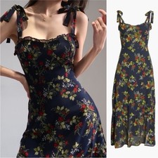 Reformation Nikita Floral Midi Dress Wedding Viscose Bordeaux Size 8 NWT