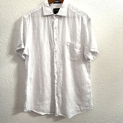 Rodd & Gunn Men's White Shirt 100 % Linen Knit Button Up Sports Fit Size L