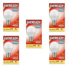 Eveready LED Golf B15 (SBC) 470lm 4.9W 3,000K (Warm White), Pack of 5 S13604