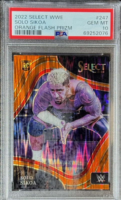 Solo Sikoa 2022 Select WWE #247 Ringside Orange Flash Prizm PSA 10 Gem Mint