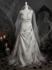 Wedding Dress / Halloween Corpse Bride Costume &ndash; Bridal Gown with Train
