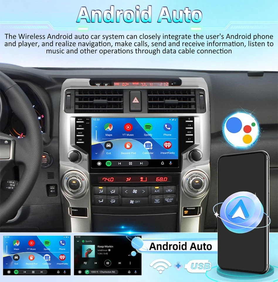 Radio estéreo para automóvil Toyota 4Runner 2010-2021 2G+64 GB Android 15.0 Carplay + cámara Foto 4 de 4