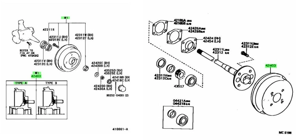 OEM SUBCONJUNTO DE TAMBOR, FRENO TRASERO TOYOTA Starlet EP91 42403-19085 Foto 2 de 2