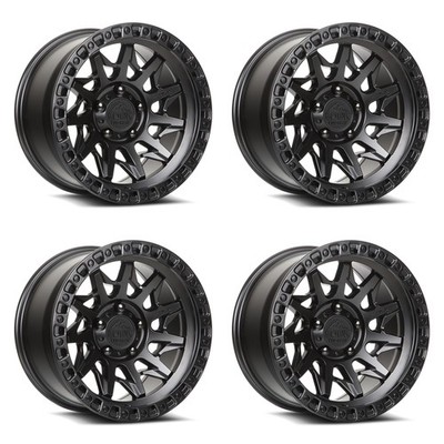 (Set of 4) LOCK OFFROAD LUNATIC 17x9 6x139.7 +1 Matte Black W Matte Black Ring W