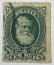 1877-78 Brazil 100 Rèis DOM PEDRO II USED ROULETTED PERFORATION