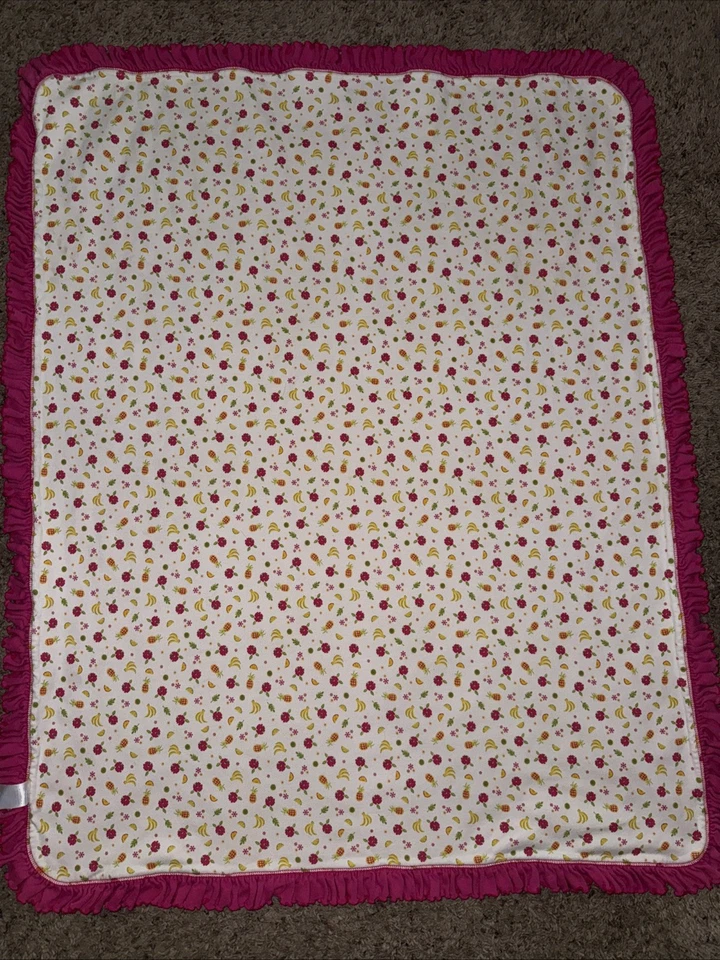 Vtg Baby Gymboree Blanket 2000 pink, white, flowers, fruits, Summer Fun Sleep - Image 3 of 4