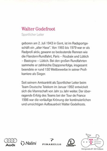 Walter Godefroot Autogrammkarte Team Deutsche Telekom Radsport - Picture 2 of 2