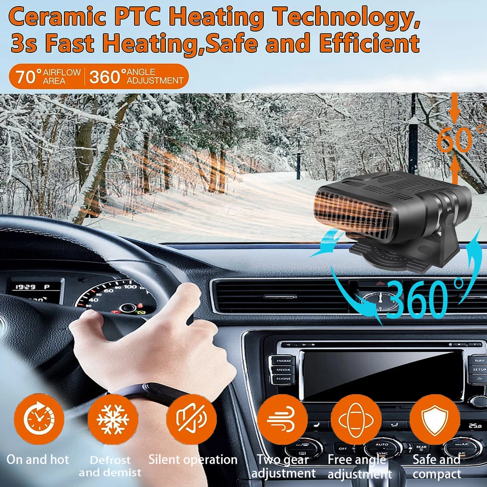 Calentador Coche 12V 120W Portátil Eléctrico Calefacción Ventilador Desempañador Descongelador Demister Foto 4 de 4