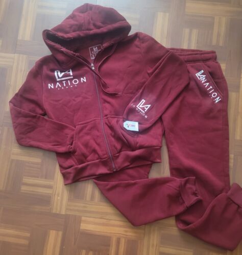 Sweat Suit Burgandy Pink & White size Small New with Tags Small