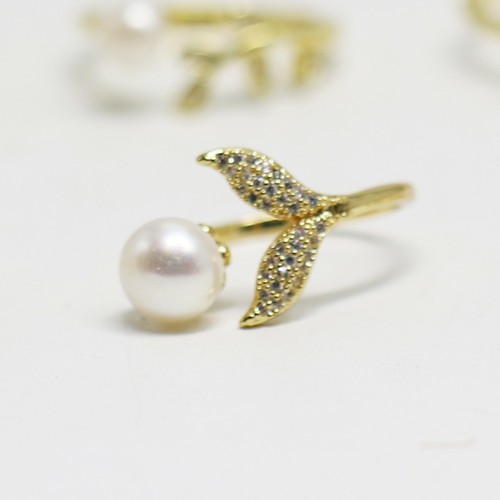Adjustable Vintage Simple Gold Natural Fresh Water Pearl Rings |Pearl Collection - Picture 2 of 8