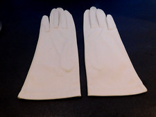 DESIGNER LADIES BEIGE NYLON DRESS GLOVES SIZE 6.5