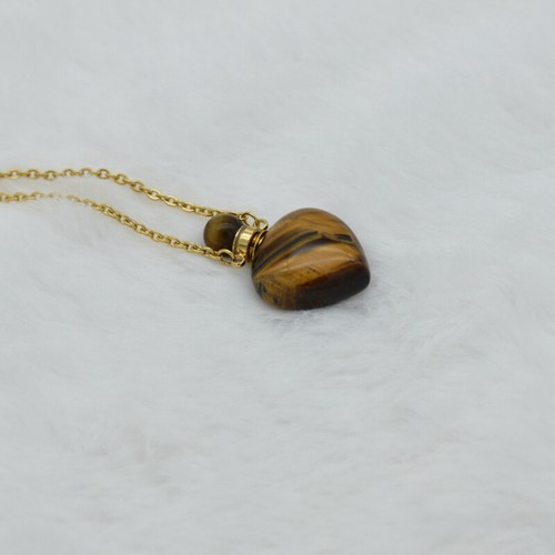 Natural Smoky Gem Quartz Love Heart Crystal Perfume Bottle Pendant Healing Reiki - Picture 2 of 2