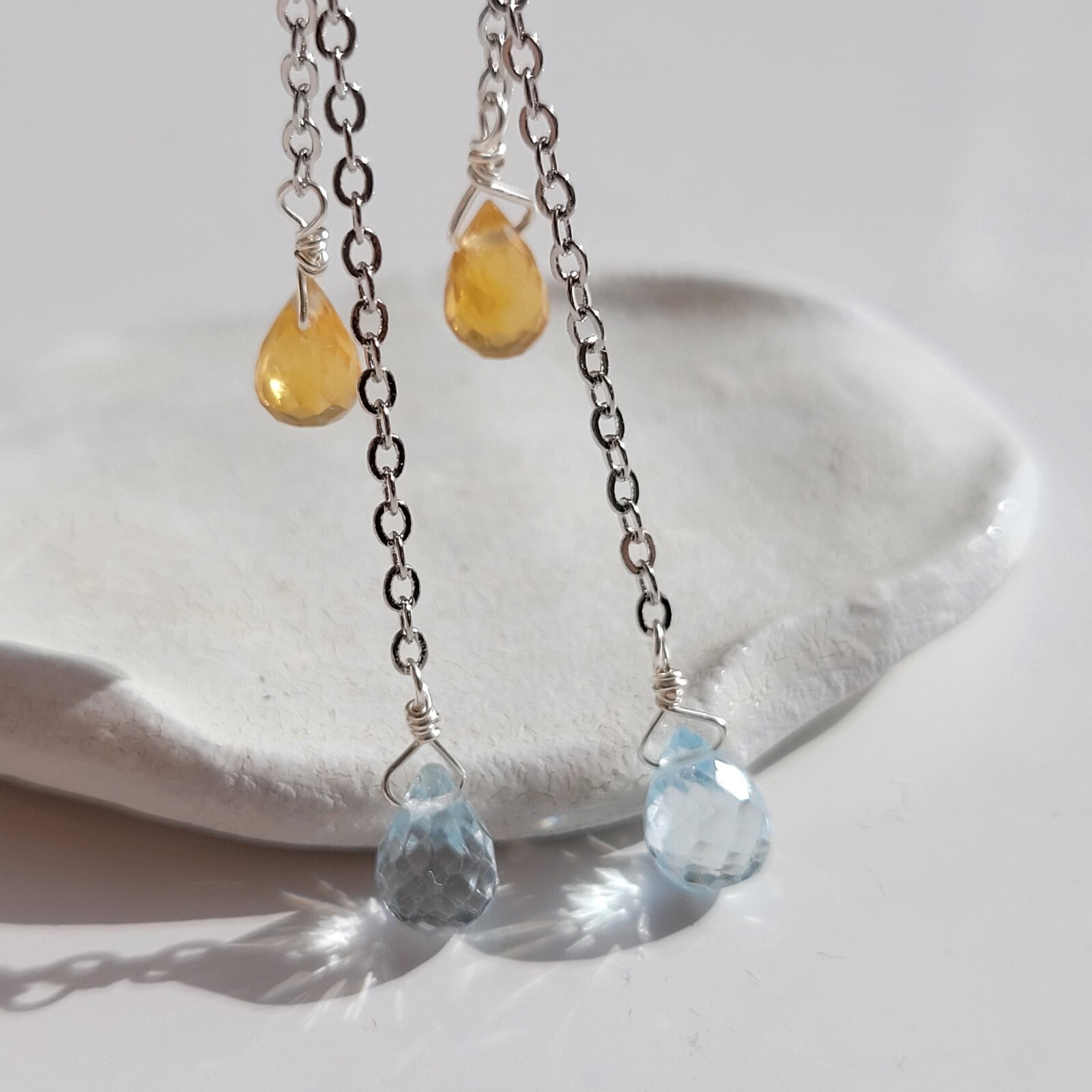 Boucles d'oreilles en argent 925 avec topaze citrine et péridot multicolore