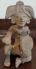 Vintage Art Terracotta Figurine Clay Pottery "Smiling Warrior" Collectible
