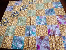 Nursery Multi color Cotton Squares Quilt Baby Child Hand Stitched 35" x 40"