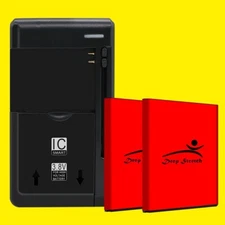 Long Life Standard Li_ion Extra 2x 1950mAh Battery Charger for TCL Flip Go 4058W