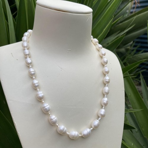Big size 11-12mm Freshwater pearl necklace Natural White Baroque AB 46cm 70 - Picture 8 of 21