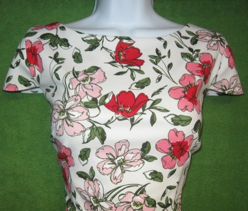 Preston & York Ivory Raspberry Floral Stretch Crepe Social Tea Dress 16 $99 - Picture 4 of 6