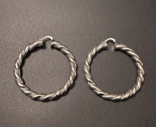 Large Antiqued Silver Tone Fashion Twisted Smooth Brushed Hoop Earrings 2 1/2"