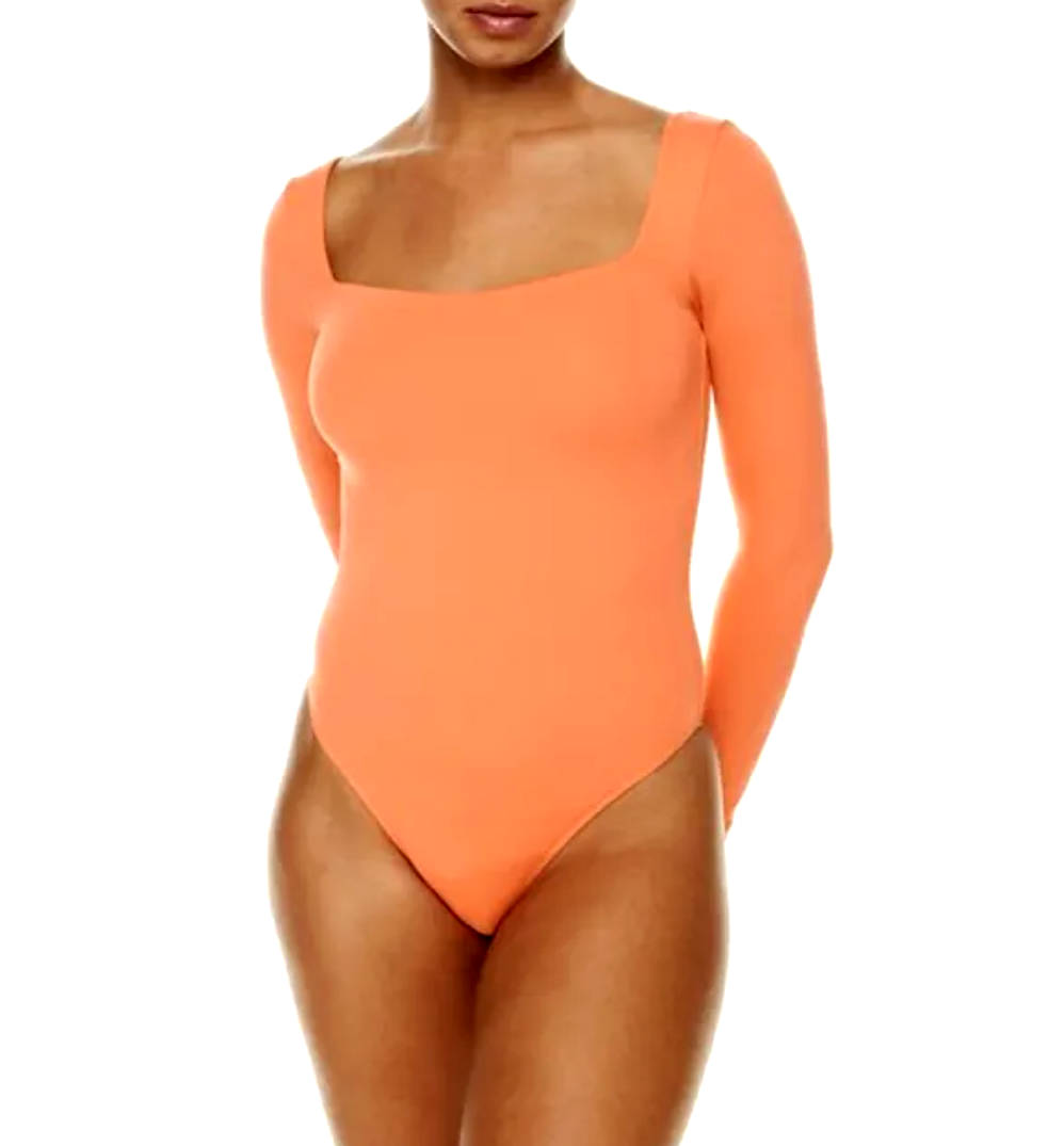 Aritzia Babaton Contour Orange Square Neck Long Sleeve