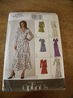  VINTAGE ''VOGUE 5 VERSIONEN BLUSE MIT ROCK GR. 14/16/18 NR. V7822