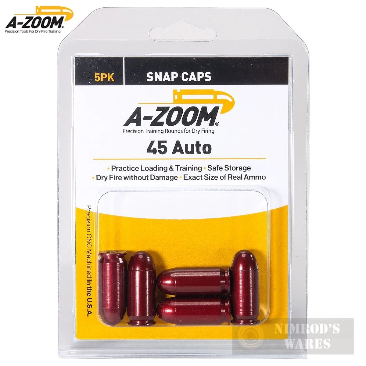 Starline .45 Long Colt Snap Caps – Set Of 6 Brass Dummy Rounds – Made In USA, Remanufactured Cases