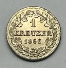 GERMANY BAVARIA  SILVER KREUZER 1866