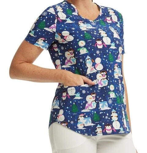 Scrubstar Penguin Playtime Blue Scrub Top Size Medium NWT - Image 2 of 4