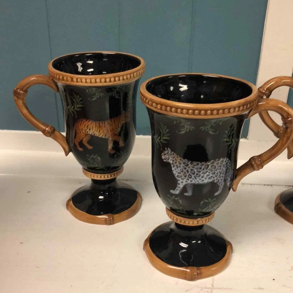 Tazas certificadas internacionales de cerámica negras/marrones marca de animales exóticos de la selva OR Foto 2 de 4