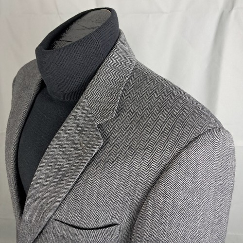 Savile Row Sportcoat 42 Long Men 100% Lambswool Gray Black Chevron Blazer Jacket - Picture 8 of 11