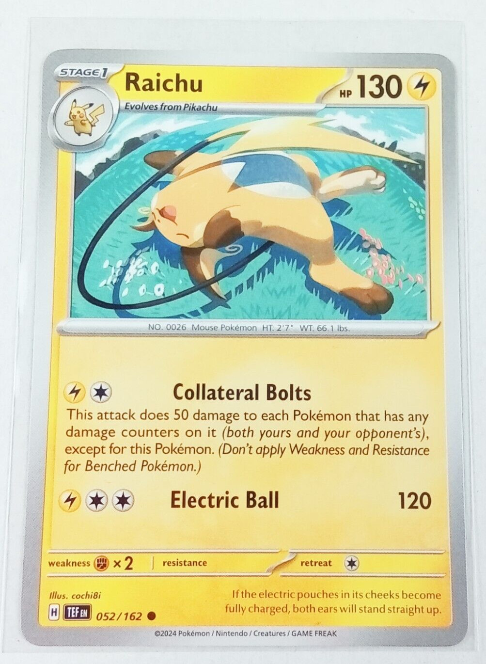 Raichu 52/162 Temporal Forces Pokémon Card 2024